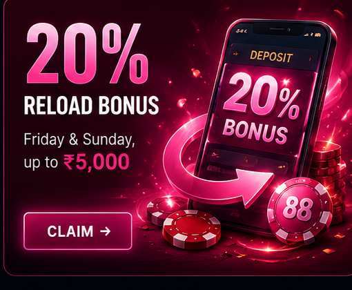 Weekend Reload Bonus 20 percent up to 5000 BDT